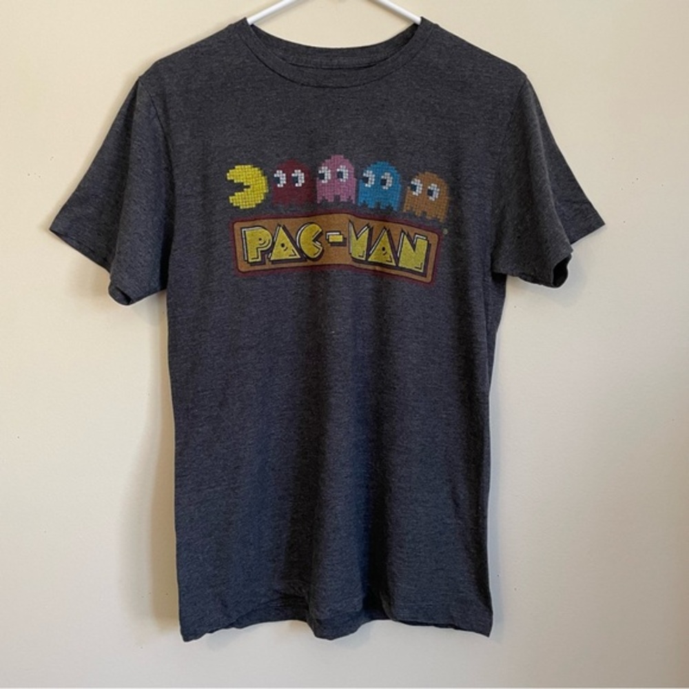 Pac-Man Bandai Namco Adult T-Shirt Gray Men's‎ Size Small Ghosts